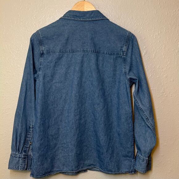 Halloween VTG Denim Shirt Jack-O-Lanterns Black Cat Embroidered Unisex Small - Picture 2 of 10